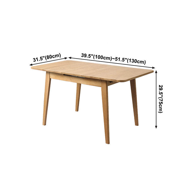 Rectangle 4 Legs Dining Table Wood Color Extendable Table with Oakwood Solid Wood Clearhalo ' dining_table' 'Dining Tables & Seating' 'Dining Tables' 'furn' 'furn_dining_table' 'Furniture' 'furniture_dining_table' 'Kitchen & Dining Furniture' 'kitchen&dining_furn' 'kitchen' 'kitchen_dining_table' 4239097