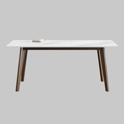Rectangle Industrial Dining Table White Fixed Table with Sintered Stone Without Chairs Clearhalo ' dining_table' 'Dining Tables & Seating' 'Dining Tables' 'furn' 'furn_dining_table' 'Furniture' 'furniture_dining_table' 'Kitchen & Dining Furniture' 'kitchen&dining_furn' 'kitchen' 'kitchen_dining_table' 4239154