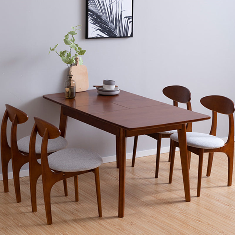 Modern Style Dining Table Rectangle Solid Wood Drop-Leaf Table with 4 Legs Walnut Without Chairs Clearhalo ' dining_table' 'Dining Tables & Seating' 'Dining Tables' 'furn' 'furn_dining_table' 'Furniture' 'furniture_dining_table' 'Kitchen & Dining Furniture' 'kitchen&dining_furn' 'kitchen' 'kitchen_dining_table' 4239163