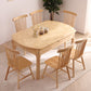 Modern Round Dining Table Brown Solid Wood Drop-Leaf Dining Table with 4 legs Clearhalo ' dining_table' 'Dining Tables & Seating' 'Dining Tables' 'furn' 'furn_dining_table' 'Furniture' 'furniture_dining_table' 'Kitchen & Dining Furniture' 'kitchen&dining_furn' 'kitchen' 'kitchen_dining_table' 4239177