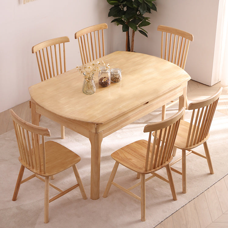 Modern Round Dining Table Brown Solid Wood Drop-Leaf Dining Table with 4 legs Clearhalo ' dining_table' 'Dining Tables & Seating' 'Dining Tables' 'furn' 'furn_dining_table' 'Furniture' 'furniture_dining_table' 'Kitchen & Dining Furniture' 'kitchen&dining_furn' 'kitchen' 'kitchen_dining_table' 4239177