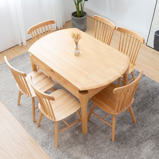 Modern Round Dining Table Brown Solid Wood Drop-Leaf Dining Table with 4 legs Clearhalo ' dining_table' 'Dining Tables & Seating' 'Dining Tables' 'furn' 'furn_dining_table' 'Furniture' 'furniture_dining_table' 'Kitchen & Dining Furniture' 'kitchen&dining_furn' 'kitchen' 'kitchen_dining_table' 4239179