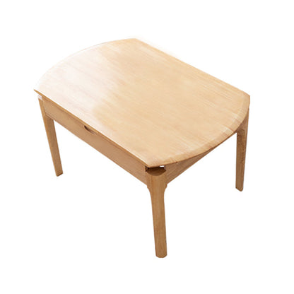 Modern Round Dining Table Brown Solid Wood Drop-Leaf Dining Table with 4 legs Without Chairs Clearhalo ' dining_table' 'Dining Tables & Seating' 'Dining Tables' 'furn' 'furn_dining_table' 'Furniture' 'furniture_dining_table' 'Kitchen & Dining Furniture' 'kitchen&dining_furn' 'kitchen' 'kitchen_dining_table' 4239181