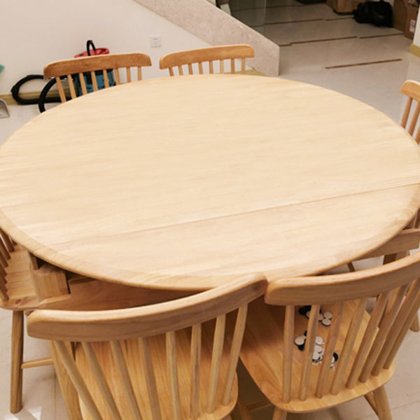 Modern Round Dining Table Brown Solid Wood Drop-Leaf Dining Table with 4 legs Clearhalo ' dining_table' 'Dining Tables & Seating' 'Dining Tables' 'furn' 'furn_dining_table' 'Furniture' 'furniture_dining_table' 'Kitchen & Dining Furniture' 'kitchen&dining_furn' 'kitchen' 'kitchen_dining_table' 4239183