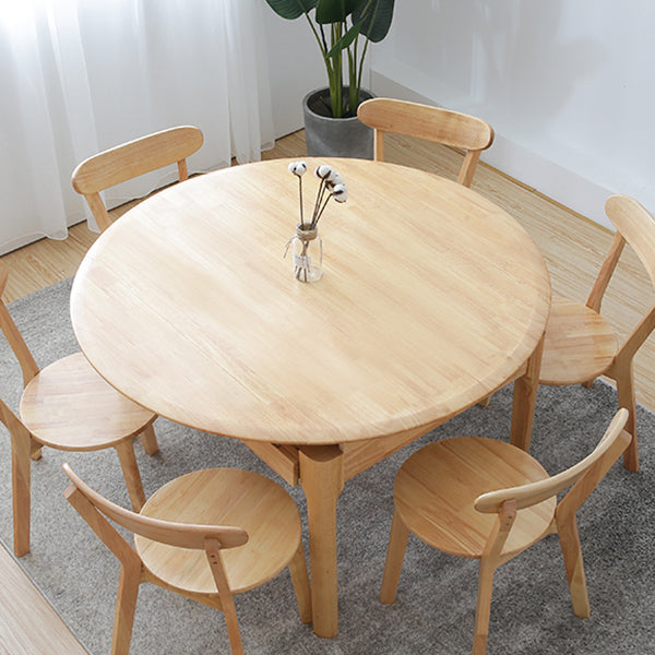 Modern Round Dining Table Brown Solid Wood Drop-Leaf Dining Table with 4 legs Clearhalo ' dining_table' 'Dining Tables & Seating' 'Dining Tables' 'furn' 'furn_dining_table' 'Furniture' 'furniture_dining_table' 'Kitchen & Dining Furniture' 'kitchen&dining_furn' 'kitchen' 'kitchen_dining_table' 4239186