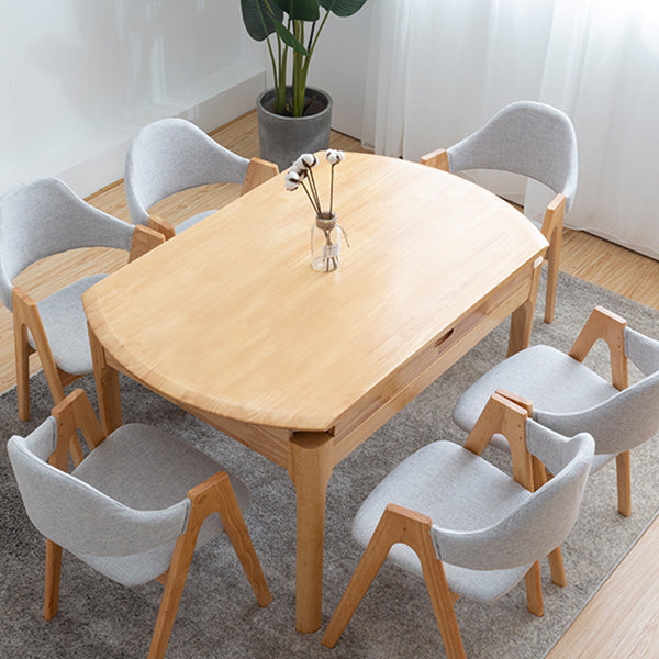 Modern Round Dining Table Brown Solid Wood Drop-Leaf Dining Table with 4 legs Clearhalo ' dining_table' 'Dining Tables & Seating' 'Dining Tables' 'furn' 'furn_dining_table' 'Furniture' 'furniture_dining_table' 'Kitchen & Dining Furniture' 'kitchen&dining_furn' 'kitchen' 'kitchen_dining_table' 4239187