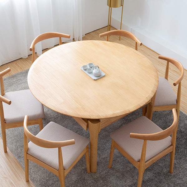 Modern Round Dining Table Brown Solid Wood Drop-Leaf Dining Table with 4 legs Clearhalo ' dining_table' 'Dining Tables & Seating' 'Dining Tables' 'furn' 'furn_dining_table' 'Furniture' 'furniture_dining_table' 'Kitchen & Dining Furniture' 'kitchen&dining_furn' 'kitchen' 'kitchen_dining_table' 4239188