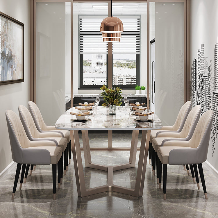 Luxury Sintered Stone Dining Table Rectangle Table with Trestle Pedestal Clearhalo ' dining_table' 'Dining Tables & Seating' 'Dining Tables' 'furn' 'furn_dining_table' 'Furniture' 'furniture_dining_table' 'Kitchen & Dining Furniture' 'kitchen&dining_furn' 'kitchen' 'kitchen_dining_table' 4239224