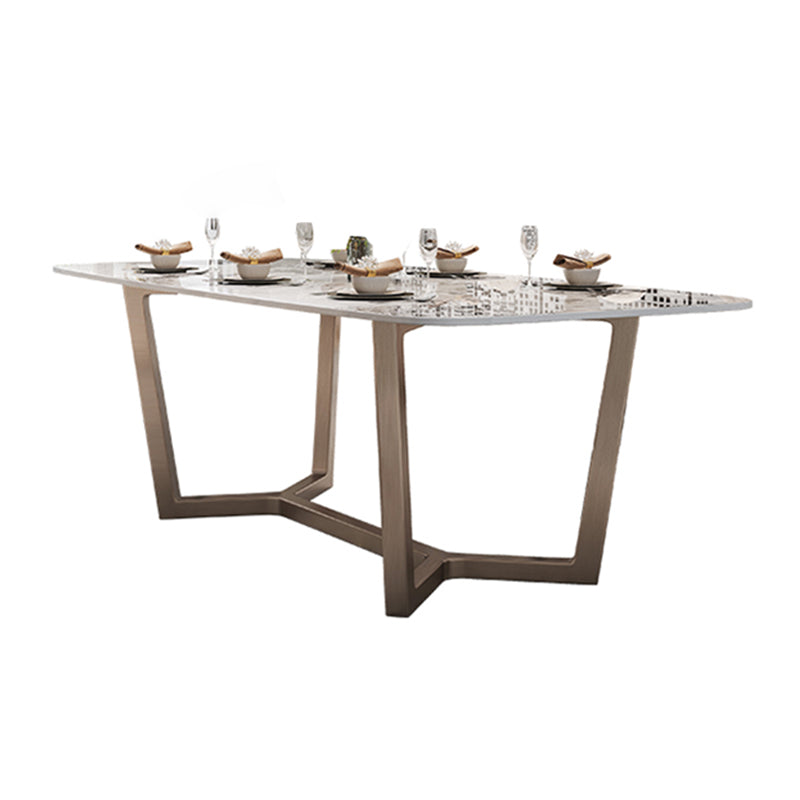 Luxury Sintered Stone Dining Table Rectangle Table with Trestle Pedestal Without Chairs Clearhalo ' dining_table' 'Dining Tables & Seating' 'Dining Tables' 'furn' 'furn_dining_table' 'Furniture' 'furniture_dining_table' 'Kitchen & Dining Furniture' 'kitchen&dining_furn' 'kitchen' 'kitchen_dining_table' 4239227