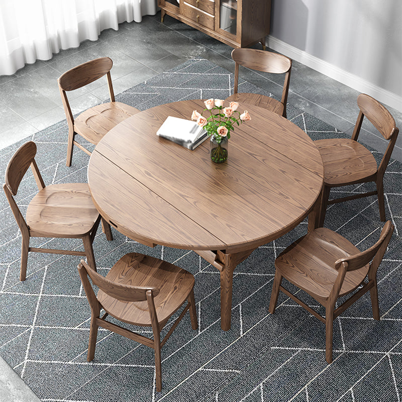 Modern Brown Dining Table Round Solid Wood Dining Table with 4 Legs for Home Clearhalo ' dining_table' 'Dining Tables & Seating' 'Dining Tables' 'furn' 'furn_dining_table' 'Furniture' 'furniture_dining_table' 'Kitchen & Dining Furniture' 'kitchen&dining_furn' 'kitchen' 'kitchen_dining_table' 4239235