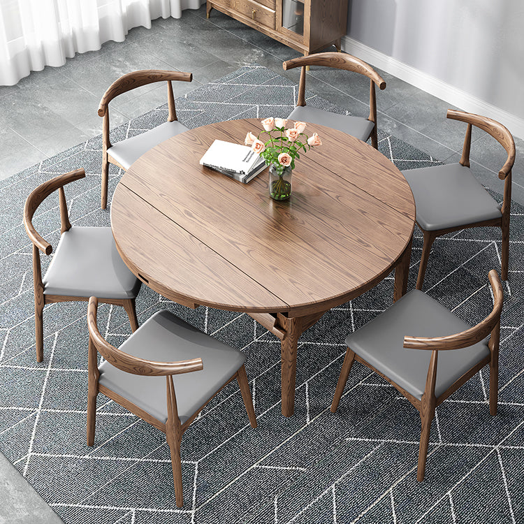 Modern Brown Dining Table Round Solid Wood Dining Table with 4 Legs for Home Clearhalo ' dining_table' 'Dining Tables & Seating' 'Dining Tables' 'furn' 'furn_dining_table' 'Furniture' 'furniture_dining_table' 'Kitchen & Dining Furniture' 'kitchen&dining_furn' 'kitchen' 'kitchen_dining_table' 4239245