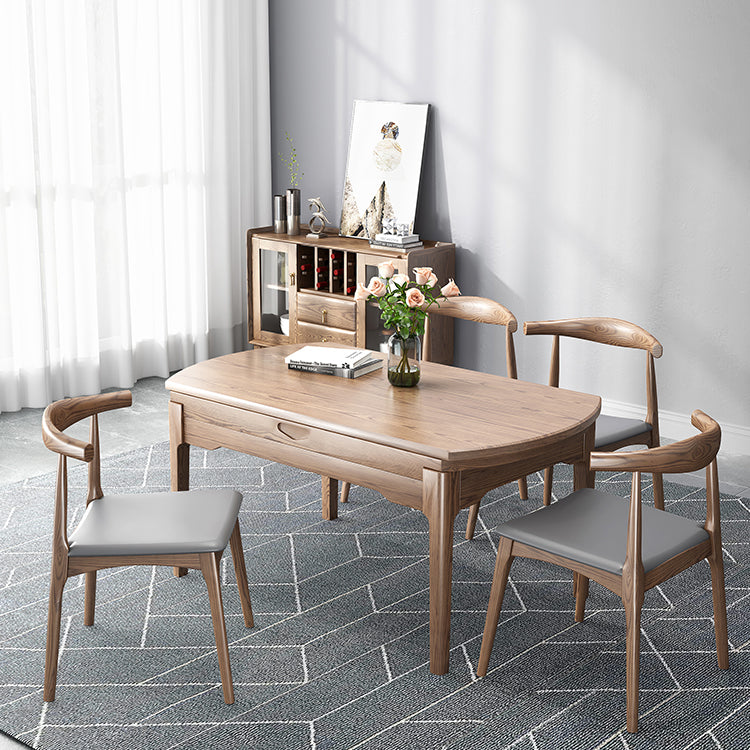 Modern Brown Dining Table Round Solid Wood Dining Table with 4 Legs for Home Clearhalo ' dining_table' 'Dining Tables & Seating' 'Dining Tables' 'furn' 'furn_dining_table' 'Furniture' 'furniture_dining_table' 'Kitchen & Dining Furniture' 'kitchen&dining_furn' 'kitchen' 'kitchen_dining_table' 4239249