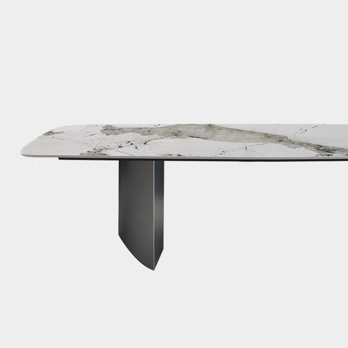 Metal Traditional Luxury Rectangle Table Sintered Stone Indoor Table for Kitchen Clearhalo ' dining_table' 'Dining Tables & Seating' 'Dining Tables' 'furn' 'furn_dining_table' 'Furniture' 'furniture_dining_table' 'Kitchen & Dining Furniture' 'kitchen&dining_furn' 'kitchen' 'kitchen_dining_table' 4239255
