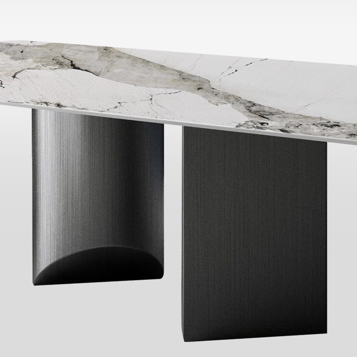 Metal Traditional Luxury Rectangle Table Sintered Stone Indoor Table for Kitchen Clearhalo ' dining_table' 'Dining Tables & Seating' 'Dining Tables' 'furn' 'furn_dining_table' 'Furniture' 'furniture_dining_table' 'Kitchen & Dining Furniture' 'kitchen&dining_furn' 'kitchen' 'kitchen_dining_table' 4239258