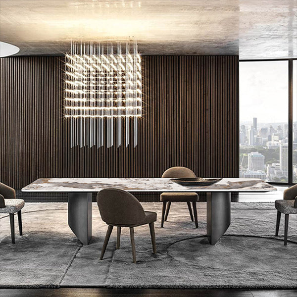 Metal Traditional Luxury Rectangle Table Sintered Stone Indoor Table for Kitchen Clearhalo ' dining_table' 'Dining Tables & Seating' 'Dining Tables' 'furn' 'furn_dining_table' 'Furniture' 'furniture_dining_table' 'Kitchen & Dining Furniture' 'kitchen&dining_furn' 'kitchen' 'kitchen_dining_table' 4239261