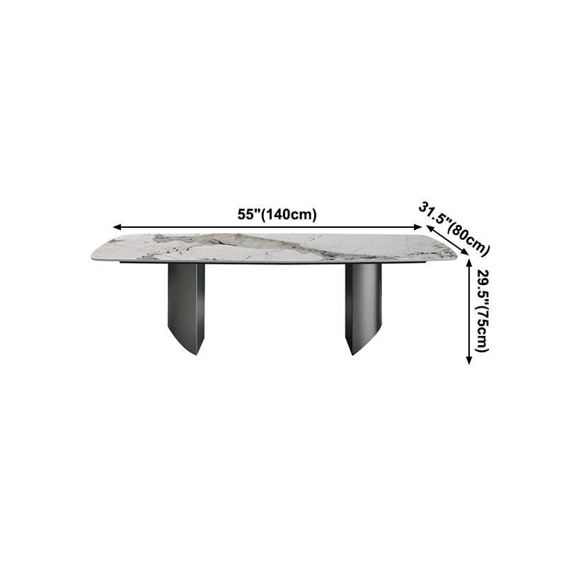 Metal Traditional Luxury Rectangle Table Sintered Stone Indoor Table for Kitchen Clearhalo ' dining_table' 'Dining Tables & Seating' 'Dining Tables' 'furn' 'furn_dining_table' 'Furniture' 'furniture_dining_table' 'Kitchen & Dining Furniture' 'kitchen&dining_furn' 'kitchen' 'kitchen_dining_table' 4239263