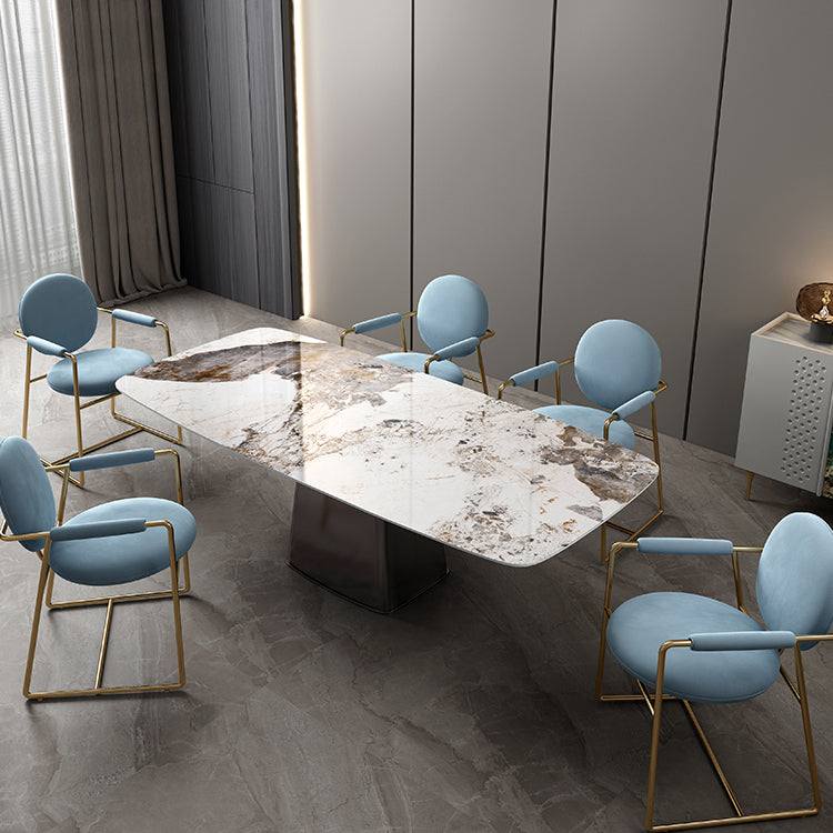 Metal Traditional Luxury Rectangular Table Sintered Stone Table Clearhalo ' dining_table' 'Dining Tables & Seating' 'Dining Tables' 'furn' 'furn_dining_table' 'Furniture' 'furniture_dining_table' 'Kitchen & Dining Furniture' 'kitchen&dining_furn' 'kitchen' 'kitchen_dining_table' 4239266