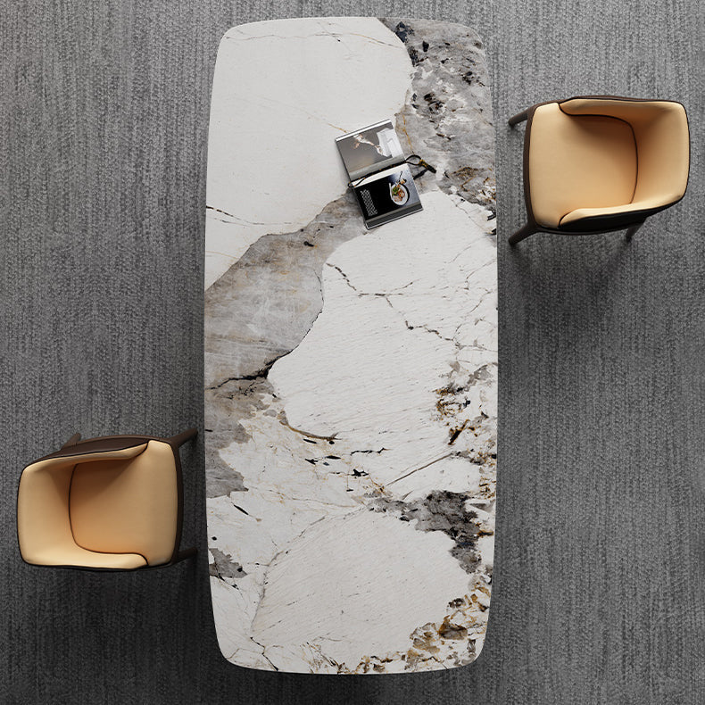 Metal Traditional Luxury Rectangular Table Sintered Stone Table Clearhalo ' dining_table' 'Dining Tables & Seating' 'Dining Tables' 'furn' 'furn_dining_table' 'Furniture' 'furniture_dining_table' 'Kitchen & Dining Furniture' 'kitchen&dining_furn' 'kitchen' 'kitchen_dining_table' 4239268