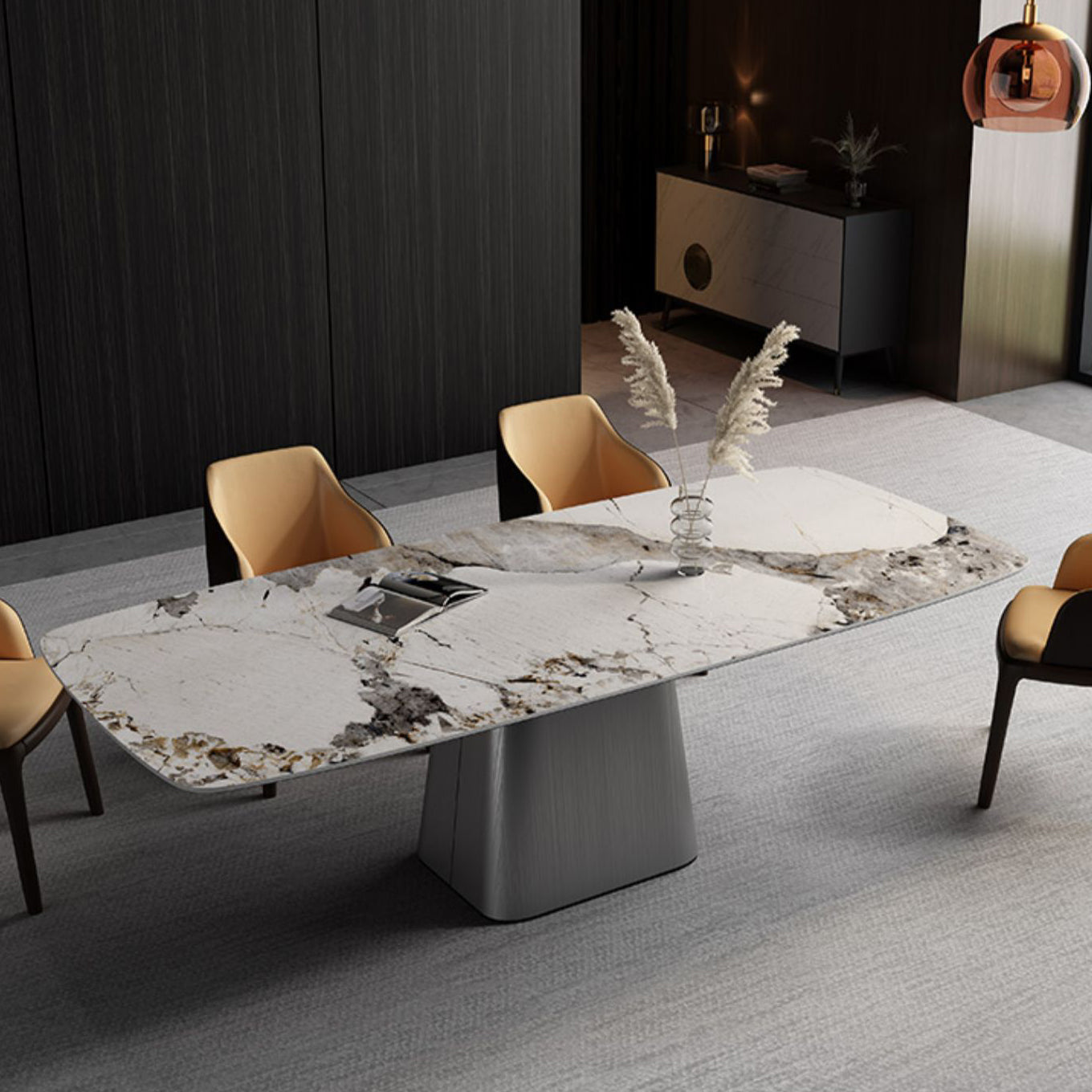 Metal Traditional Luxury Rectangular Table Sintered Stone Table Clearhalo ' dining_table' 'Dining Tables & Seating' 'Dining Tables' 'furn' 'furn_dining_table' 'Furniture' 'furniture_dining_table' 'Kitchen & Dining Furniture' 'kitchen&dining_furn' 'kitchen' 'kitchen_dining_table' 4239269