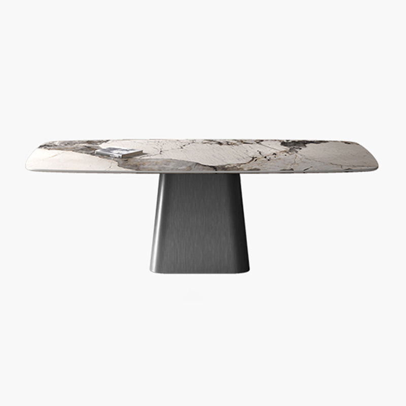 Metal Traditional Luxury Rectangular Table Sintered Stone Table Gray Without Chairs Clearhalo ' dining_table' 'Dining Tables & Seating' 'Dining Tables' 'furn' 'furn_dining_table' 'Furniture' 'furniture_dining_table' 'Kitchen & Dining Furniture' 'kitchen&dining_furn' 'kitchen' 'kitchen_dining_table' 4239271