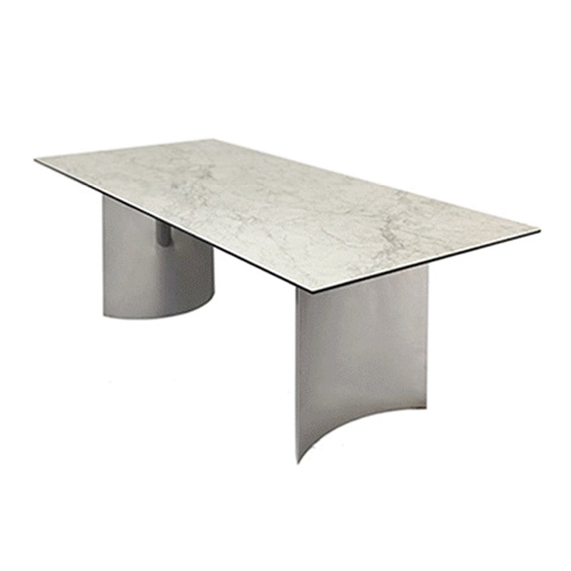 Metal Traditional Luxury Rectangle Table White Sintered Stone Table for Kitchen and Dining Room Without Chairs Clearhalo ' dining_table' 'Dining Tables & Seating' 'Dining Tables' 'furn' 'furn_dining_table' 'Furniture' 'furniture_dining_table' 'Kitchen & Dining Furniture' 'kitchen&dining_furn' 'kitchen' 'kitchen_dining_table' 4239282