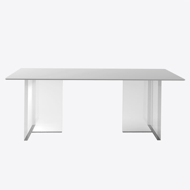 Modern Rectangle Dining Table White Sintered Stone Dining Table with Acrylic Base for Kitchen Without Chairs Clearhalo ' dining_table' 'Dining Tables & Seating' 'Dining Tables' 'furn' 'furn_dining_table' 'Furniture' 'furniture_dining_table' 'Kitchen & Dining Furniture' 'kitchen&dining_furn' 'kitchen' 'kitchen_dining_table' 4239306