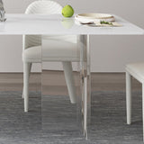 Modern Rectangle Dining Table White Sintered Stone Dining Table with Acrylic Base for Kitchen Clearhalo ' dining_table' 'Dining Tables & Seating' 'Dining Tables' 'furn' 'furn_dining_table' 'Furniture' 'furniture_dining_table' 'Kitchen & Dining Furniture' 'kitchen&dining_furn' 'kitchen' 'kitchen_dining_table' 4239307