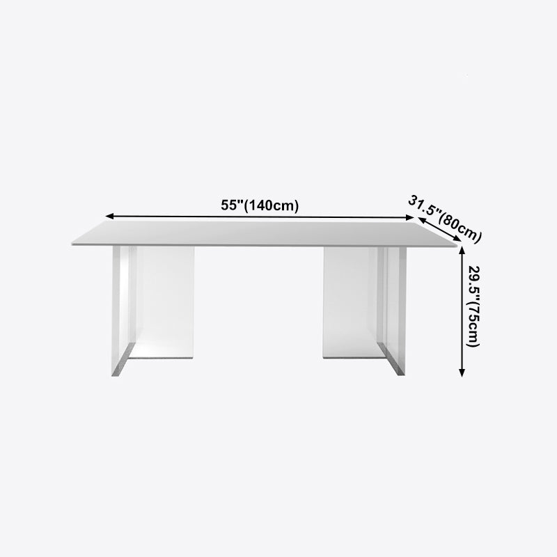 Modern Rectangle Dining Table White Sintered Stone Dining Table with Acrylic Base for Kitchen Clearhalo ' dining_table' 'Dining Tables & Seating' 'Dining Tables' 'furn' 'furn_dining_table' 'Furniture' 'furniture_dining_table' 'Kitchen & Dining Furniture' 'kitchen&dining_furn' 'kitchen' 'kitchen_dining_table' 4239310