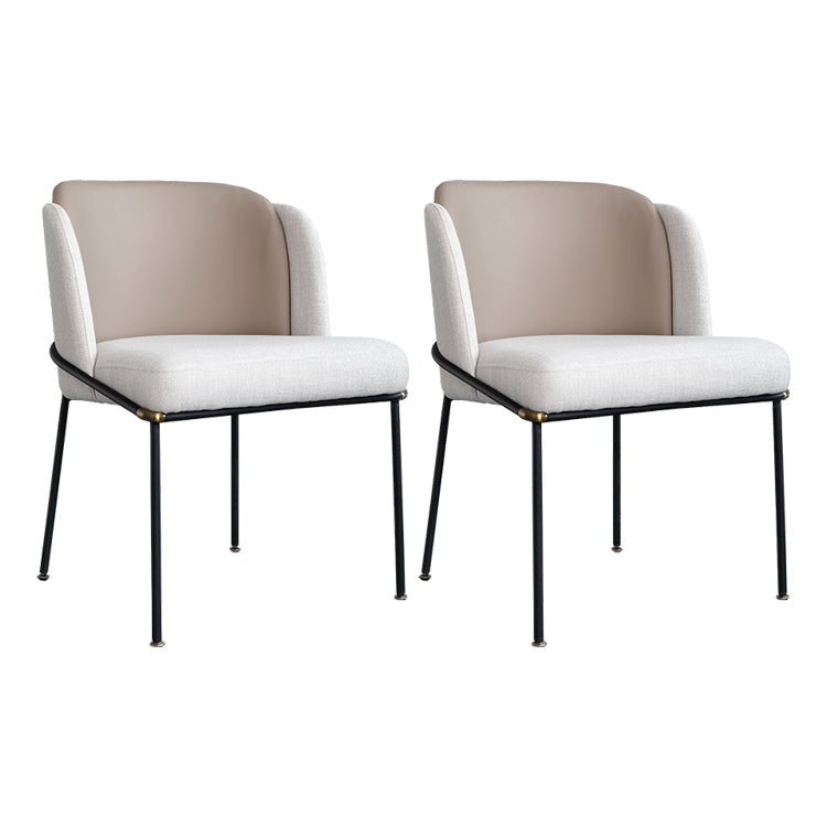 Modern Style Linen Fabric Dining Chairs Solid Back Upholstered Chairs for Home Use White 2 Piece Set Clearhalo ' kitchen&dining_furn' 'Dining Chairs' 'Dining Tables & Seating' 'dining_chair' 'furn' 'furn_dining_chair' 'Furniture' 'furniture_dining_chair' 'Kitchen & Dining Furniture' 'kitchen' 4239327