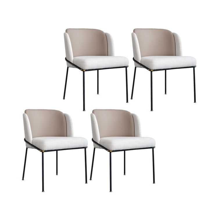 Modern Style Linen Fabric Dining Chairs Solid Back Upholstered Chairs for Home Use White 4 Piece Set Clearhalo ' kitchen&dining_furn' 'Dining Chairs' 'Dining Tables & Seating' 'dining_chair' 'furn' 'furn_dining_chair' 'Furniture' 'furniture_dining_chair' 'Kitchen & Dining Furniture' 'kitchen' 4239329