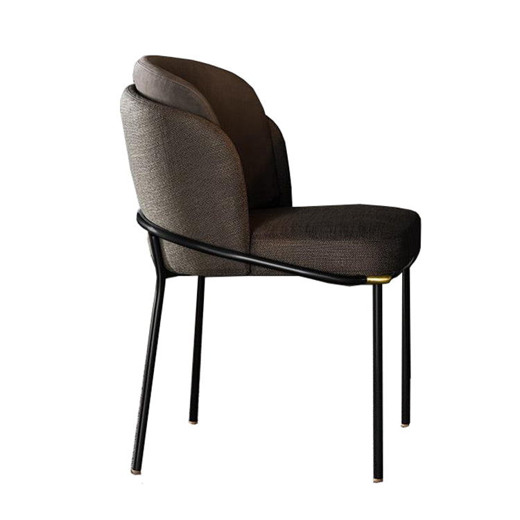 Modern Style Linen Fabric Dining Chairs Solid Back Upholstered Chairs for Home Use Brown 1 Piece Clearhalo ' kitchen&dining_furn' 'Dining Chairs' 'Dining Tables & Seating' 'dining_chair' 'furn' 'furn_dining_chair' 'Furniture' 'furniture_dining_chair' 'Kitchen & Dining Furniture' 'kitchen' 4239330