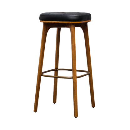 Industrial Style Armless Barstool Leather 30-inch Seat Height Counter Stools Black Backless 1 Piece Clearhalo 'Bar Furniture' 'Bar Stools' 'bar_stools' 'furn' 'furn_bar_stools' 'furniture_bar_stools' 'Kitchen & Dining Furniture' 'kitchen&dining_furn' 'kitchen' 'kitchen_furn' Furniture' 4239353