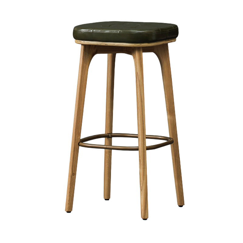 Industrial Style Armless Barstool Leather 30-inch Seat Height Counter Stools Army Green Backless 1 Piece Clearhalo 'Bar Furniture' 'Bar Stools' 'bar_stools' 'furn' 'furn_bar_stools' 'furniture_bar_stools' 'Kitchen & Dining Furniture' 'kitchen&dining_furn' 'kitchen' 'kitchen_furn' Furniture' 4239357