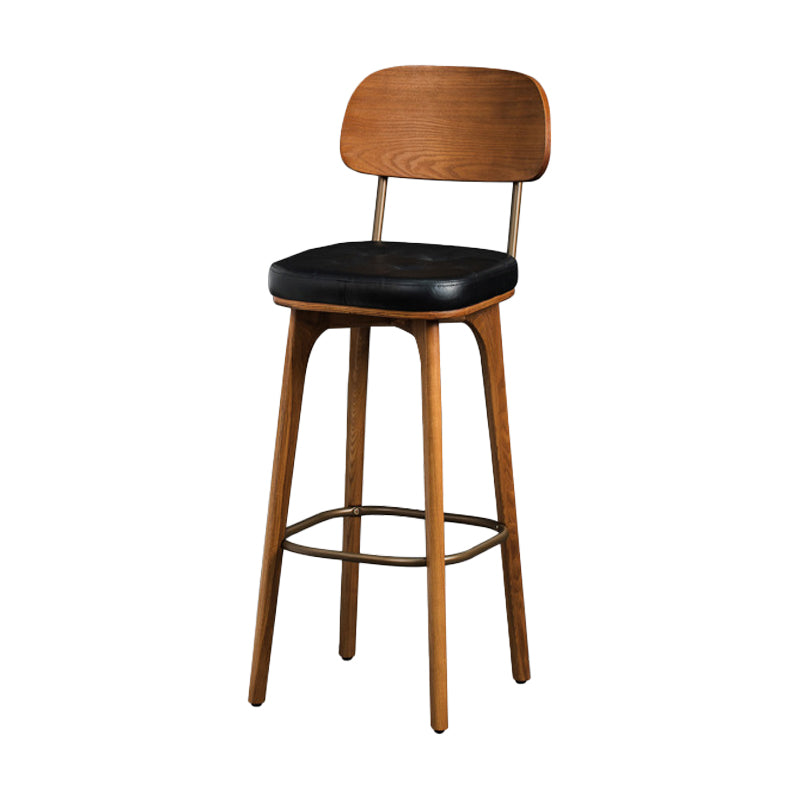 Industrial Style Armless Barstool Leather 30-inch Seat Height Counter Stools Black With Back 1 Piece Clearhalo 'Bar Furniture' 'Bar Stools' 'bar_stools' 'furn' 'furn_bar_stools' 'furniture_bar_stools' 'Kitchen & Dining Furniture' 'kitchen&dining_furn' 'kitchen' 'kitchen_furn' Furniture' 4239359