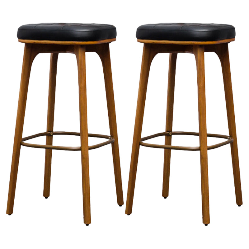 Industrial Style Armless Barstool Leather 30-inch Seat Height Counter Stools Black Backless 2 Piece Set Clearhalo 'Bar Furniture' 'Bar Stools' 'bar_stools' 'furn' 'furn_bar_stools' 'furniture_bar_stools' 'Kitchen & Dining Furniture' 'kitchen&dining_furn' 'kitchen' 'kitchen_furn' Furniture' 4239364