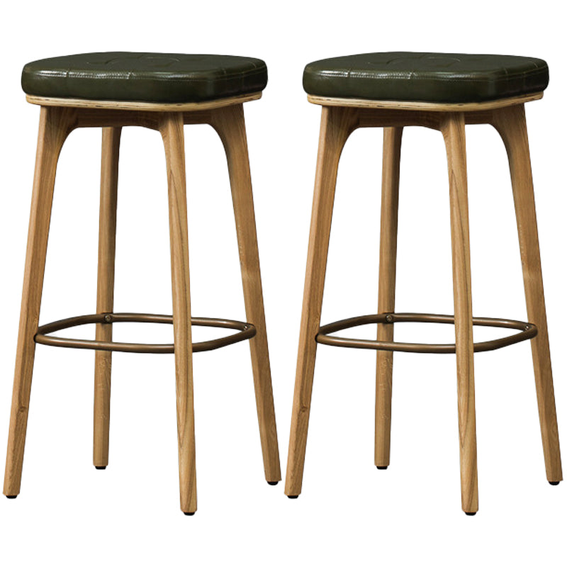 Industrial Style Armless Barstool Leather 30-inch Seat Height Counter Stools Army Green Backless 2 Piece Set Clearhalo 'Bar Furniture' 'Bar Stools' 'bar_stools' 'furn' 'furn_bar_stools' 'furniture_bar_stools' 'Kitchen & Dining Furniture' 'kitchen&dining_furn' 'kitchen' 'kitchen_furn' Furniture' 4239368