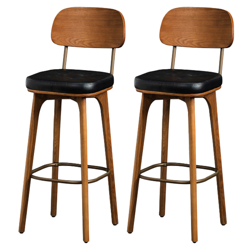 Industrial Style Armless Barstool Leather 30-inch Seat Height Counter Stools Black With Back 2 Piece Set Clearhalo 'Bar Furniture' 'Bar Stools' 'bar_stools' 'furn' 'furn_bar_stools' 'furniture_bar_stools' 'Kitchen & Dining Furniture' 'kitchen&dining_furn' 'kitchen' 'kitchen_furn' Furniture' 4239371