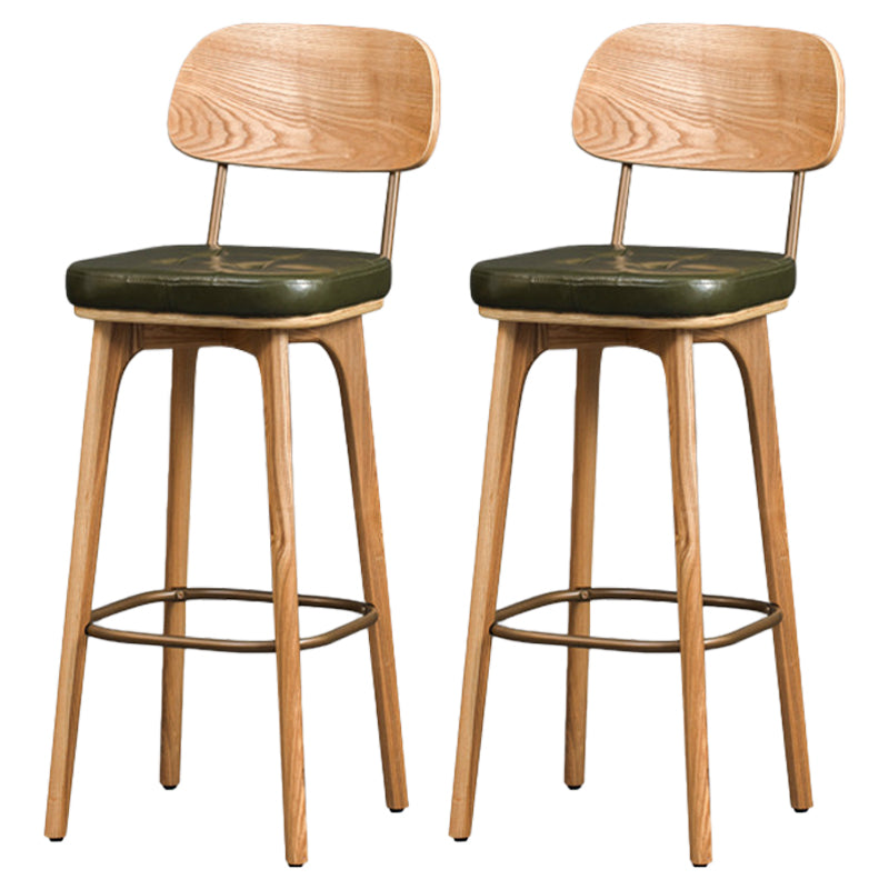 Industrial Style Armless Barstool Leather 30-inch Seat Height Counter Stools Army Green With Back 2 Piece Set Clearhalo 'Bar Furniture' 'Bar Stools' 'bar_stools' 'furn' 'furn_bar_stools' 'furniture_bar_stools' 'Kitchen & Dining Furniture' 'kitchen&dining_furn' 'kitchen' 'kitchen_furn' Furniture' 4239375