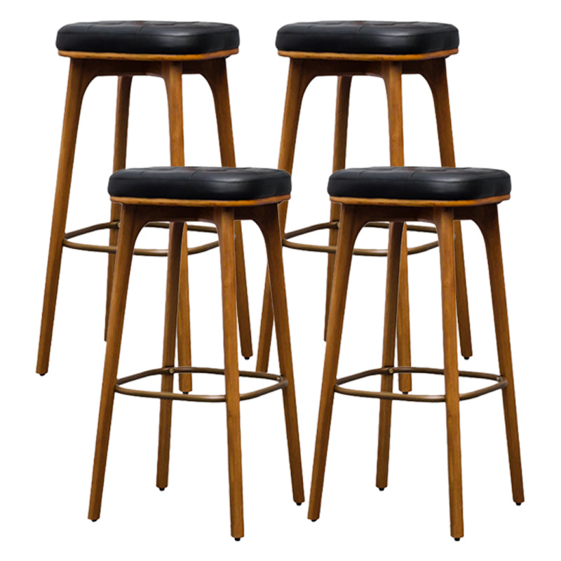 Industrial Style Armless Barstool Leather 30-inch Seat Height Counter Stools Black Backless 4 Piece Set Clearhalo 'Bar Furniture' 'Bar Stools' 'bar_stools' 'furn' 'furn_bar_stools' 'furniture_bar_stools' 'Kitchen & Dining Furniture' 'kitchen&dining_furn' 'kitchen' 'kitchen_furn' Furniture' 4239376