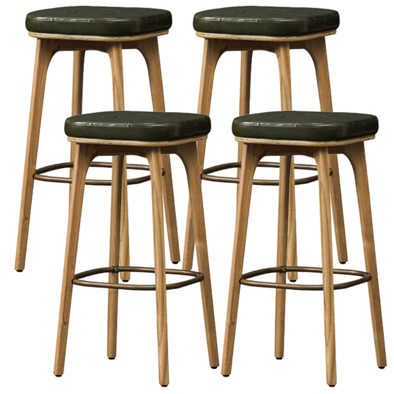 Industrial Style Armless Barstool Leather 30-inch Seat Height Counter Stools Army Green Backless 4 Piece Set Clearhalo 'Bar Furniture' 'Bar Stools' 'bar_stools' 'furn' 'furn_bar_stools' 'furniture_bar_stools' 'Kitchen & Dining Furniture' 'kitchen&dining_furn' 'kitchen' 'kitchen_furn' Furniture' 4239378