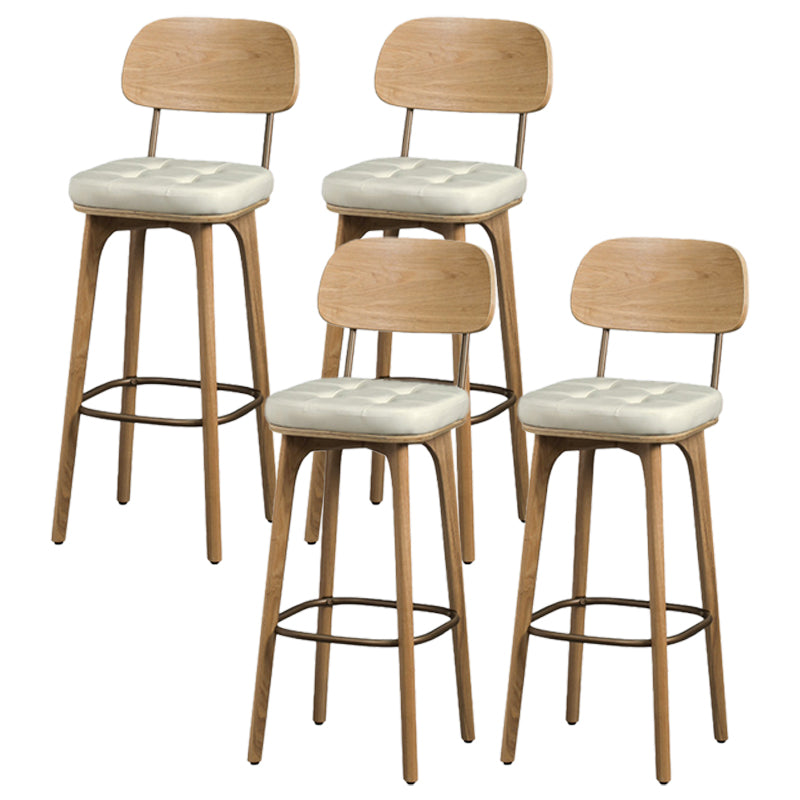 Industrial Style Armless Barstool Leather 30-inch Seat Height Counter Stools White With Back 4 Piece Set Clearhalo 'Bar Furniture' 'Bar Stools' 'bar_stools' 'furn' 'furn_bar_stools' 'furniture_bar_stools' 'Kitchen & Dining Furniture' 'kitchen&dining_furn' 'kitchen' 'kitchen_furn' Furniture' 4239380