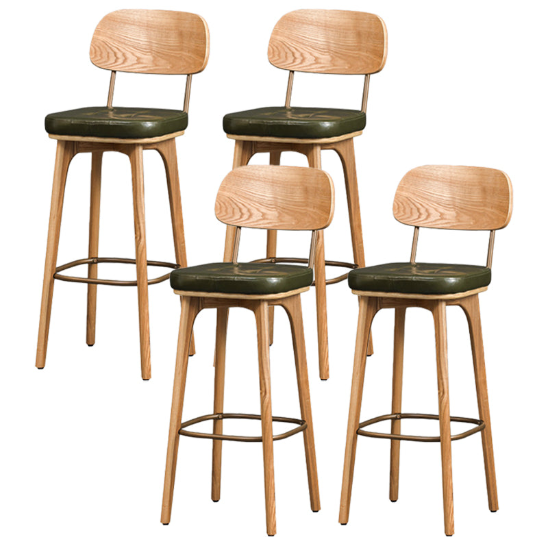 Industrial Style Armless Barstool Leather 30-inch Seat Height Counter Stools Army Green With Back 4 Piece Set Clearhalo 'Bar Furniture' 'Bar Stools' 'bar_stools' 'furn' 'furn_bar_stools' 'furniture_bar_stools' 'Kitchen & Dining Furniture' 'kitchen&dining_furn' 'kitchen' 'kitchen_furn' Furniture' 4239381