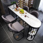 White Stone Industrial Indoor Bar Dining Table Double Pedestal Bistro Table with Shelve Clearhalo 'Bar Furniture' 'Bar Tables' 'bar_tables' 'Furniture' 'furniture_bar_tables' 'Kitchen & Dining Furniture' 'kitchen&dining_furn' 'kitchen' 4239851