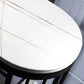 White Stone Industrial Indoor Bar Dining Table Double Pedestal Bistro Table with Shelve Clearhalo 'Bar Furniture' 'Bar Tables' 'bar_tables' 'Furniture' 'furniture_bar_tables' 'Kitchen & Dining Furniture' 'kitchen&dining_furn' 'kitchen' 4239855