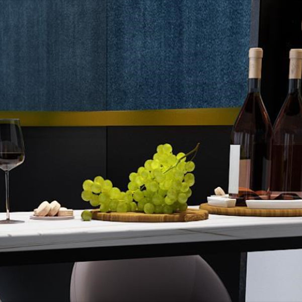 White Stone Industrial Indoor Bar Dining Table Double Pedestal Bistro Table with Shelve Clearhalo 'Bar Furniture' 'Bar Tables' 'bar_tables' 'Furniture' 'furniture_bar_tables' 'Kitchen & Dining Furniture' 'kitchen&dining_furn' 'kitchen' 4239856