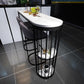 White Stone Industrial Indoor Bar Dining Table Double Pedestal Bistro Table with Shelve Clearhalo 'Bar Furniture' 'Bar Tables' 'bar_tables' 'Furniture' 'furniture_bar_tables' 'Kitchen & Dining Furniture' 'kitchen&dining_furn' 'kitchen' 4239860