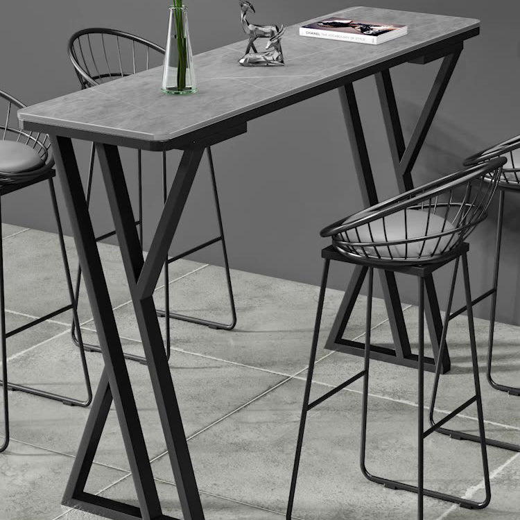 Stone Top Bar Table 42-inch Height Industrial Style Bistro Table for Restaurant Clearhalo 'Bar Furniture' 'Bar Tables' 'bar_tables' 'Furniture' 'furniture_bar_tables' 'Kitchen & Dining Furniture' 'kitchen&dining_furn' 'kitchen' 4240126
