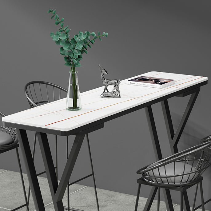 Stone Top Bar Table 42-inch Height Industrial Style Bistro Table for Restaurant Clearhalo 'Bar Furniture' 'Bar Tables' 'bar_tables' 'Furniture' 'furniture_bar_tables' 'Kitchen & Dining Furniture' 'kitchen&dining_furn' 'kitchen' 4240128