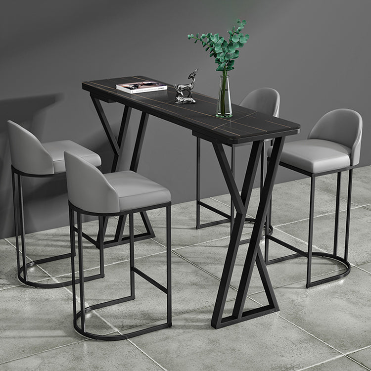 Stone Top Bar Table 42-inch Height Industrial Style Bistro Table for Restaurant Clearhalo 'Bar Furniture' 'Bar Tables' 'bar_tables' 'Furniture' 'furniture_bar_tables' 'Kitchen & Dining Furniture' 'kitchen&dining_furn' 'kitchen' 4240130