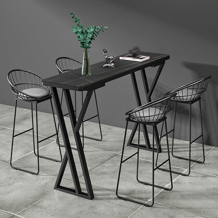 Stone Top Bar Table 42-inch Height Industrial Style Bistro Table for Restaurant Clearhalo 'Bar Furniture' 'Bar Tables' 'bar_tables' 'Furniture' 'furniture_bar_tables' 'Kitchen & Dining Furniture' 'kitchen&dining_furn' 'kitchen' 4240133